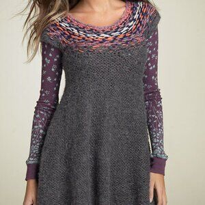 Free People Gray Heath Alpaca Wool Knit Blend Short Sleeve Sweater Tunic